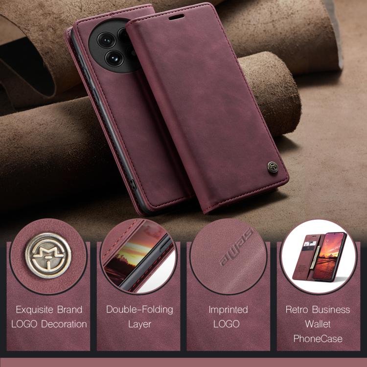 Funda de Cuero con Tapa Horizontal para OnePlus 13 Caseme 013 (Roja)