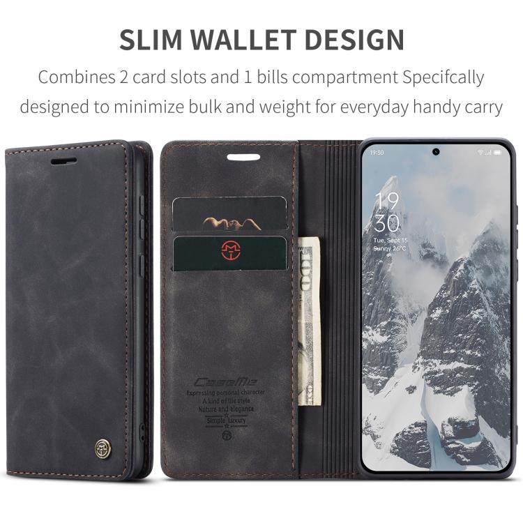 Funda de Cuero con Tapa Horizontal Multifuncional para OnePlus 13 Caseme 013 (Negra)