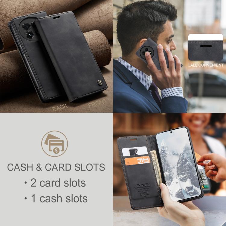 Funda de Cuero con Tapa Horizontal Multifuncional para OnePlus 13 Caseme 013 (Negra)