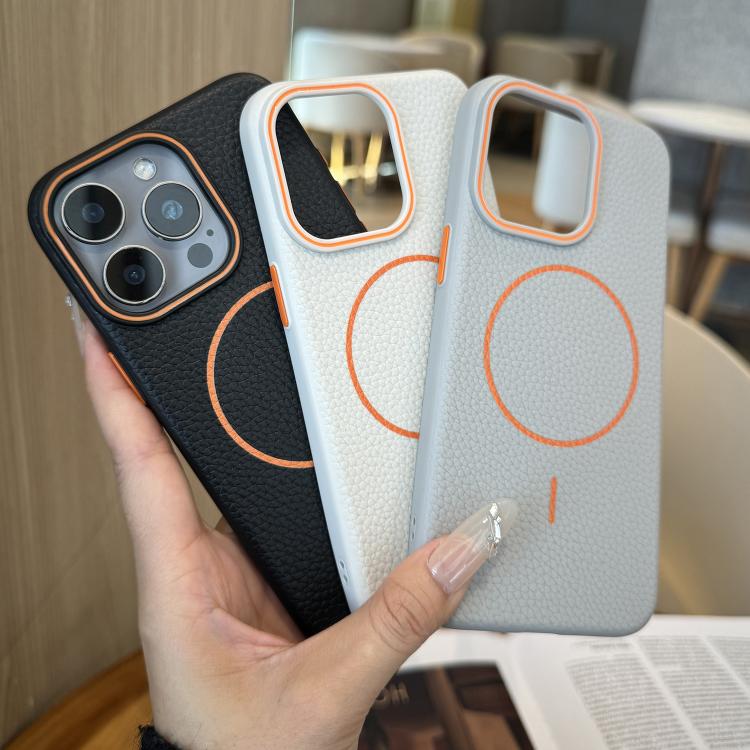 Funda TPU iPhone 11 con Diseño de Grano de Lichi y Anillo Magsafe (Marrón)