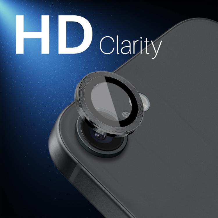 Protector de Lente de Cámara Northjo para iPhone 16E Anillo de Metal Película de Vidrio Templado (Negro)