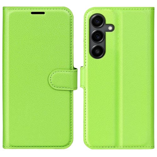 Funda de cuero con tapa horizontal y textura de lichi para Samsung Galaxy S25 FE 5G con soporte (verde)