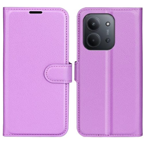 Funda de cuero con tapa horizontal y soporte para Redmi 15C 4G EU / 15C 5G (173,1 mm, textura de lichi) (morado)