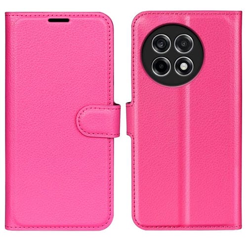 Funda de Cuero para OnePlus Ace 5 Pro con Tapa Horizontal y Soporte (Rosa Rojo)