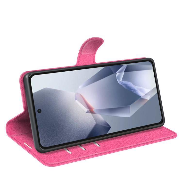 Funda de Cuero para OnePlus Ace 5 Pro con Tapa Horizontal y Soporte (Rosa Rojo)