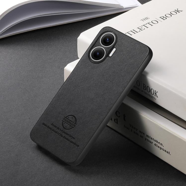 Funda trasera de piel y sarga para Redmi Turbo 4 Pro (negra)