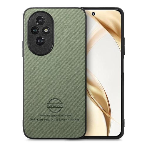 Funda para Teléfono Honor 200 Pro con Parte Trasera de Piel y Tejido de Sarga (Verde)