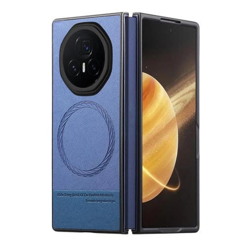 Funda Magnética de Piel y Sarga para Honor Magic V3 (Azul)