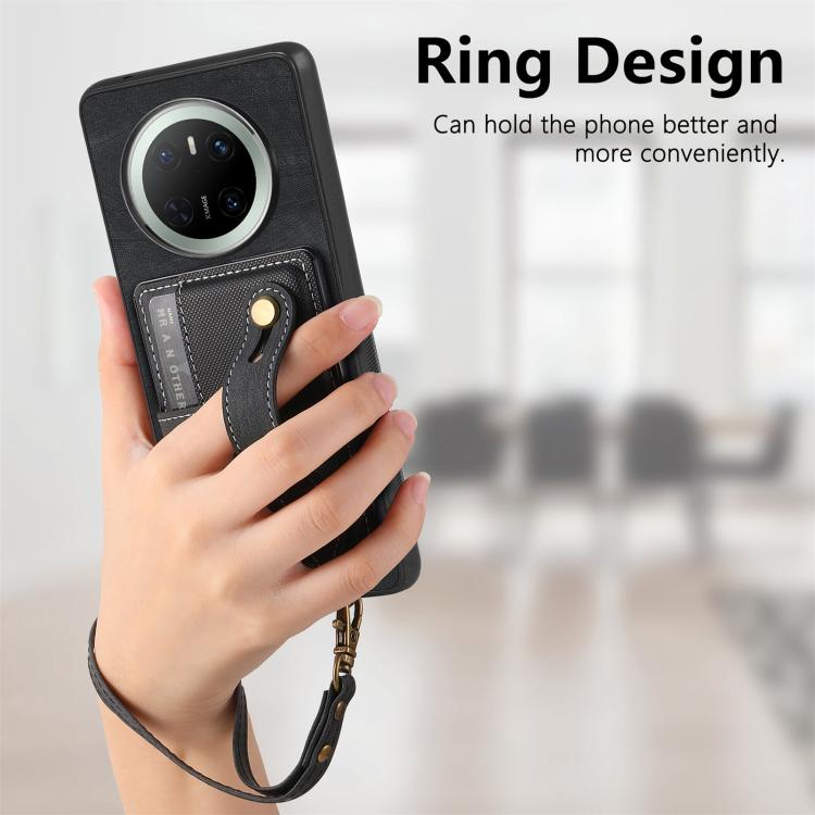 Funda de Cuero Tipo Cartera Huawei Mate 70 Diseño Retro Pulsera Cruzada (Marrón)