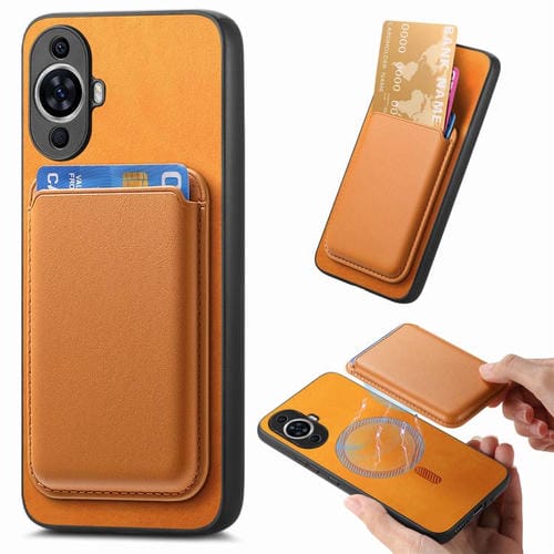 Funda Trasera de PU con Tarjetero Magsafe para Huawei Nova 13 (Amarilla)