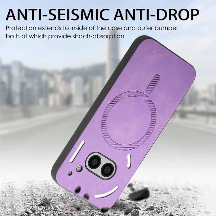 Funda Trasera Magnética de PU para Teléfono cmf Phone 1 Retro Magsafe (Morado)