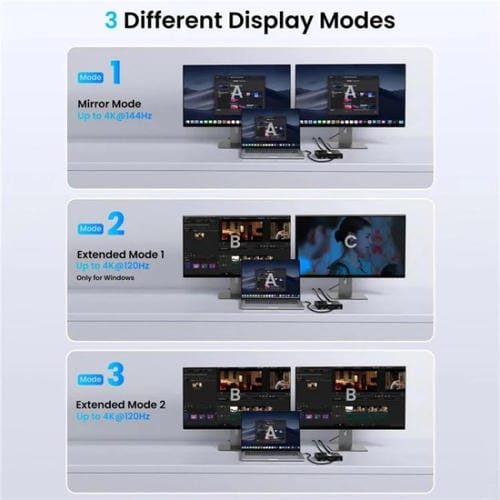 Extractor de Audio FD 1X2 4K 144Hz Divisor DisplayPort 1.4 Concentrador MST Doble DisplayPort Enchufe UE