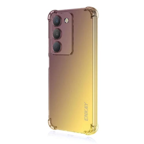 Funda de TPU Enkay Hat-Prince con Degradado y Airbag para Realme 14X India / V60 Pro (Morado y Dorado)
