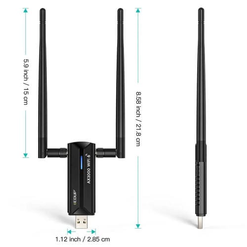 Adaptador Inalámbrico USB 3.0 Edup Ep-Ax1672 Ax3000 WIFI 6E 802.11G 2,4 GHz 5 GHz 6 GHz Chipset Mt7621Au