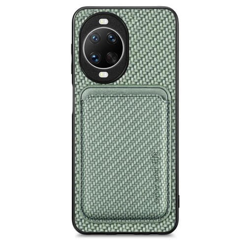 Funda de cuero de fibra de carbono con tarjetero Magsafe para Huawei Nova 14 (verde)