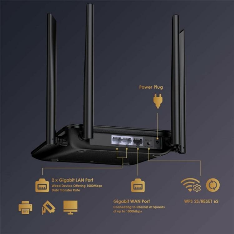 Enrutador Gigabit Ethernet MU-MIMO doméstico WAVLINK WN530HG4, enrutador de doble banda AC1200, enchufe australiano