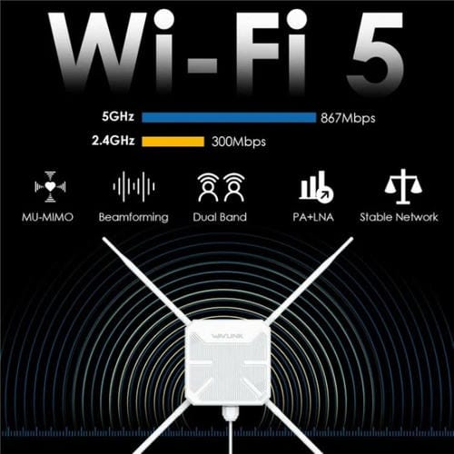 Repetidor AP WAVLINK WN588HA2 extensor WiFi doble banda AC1200 enchufe EE. UU.