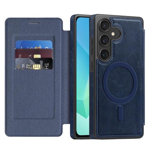 Funda de cuero Linton MagSafe para Samsung Galaxy A16 5G (azul)