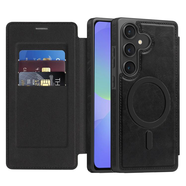Funda de cuero Linton MagSafe para Samsung Galaxy A36 5G (negra)