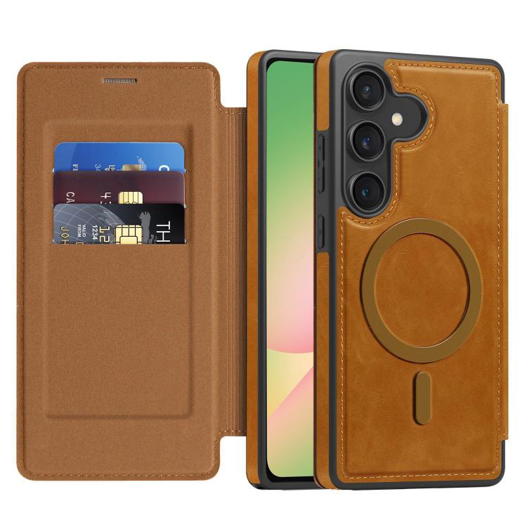 Funda de cuero Linton MagSafe para Samsung Galaxy A56 5G (marrón)
