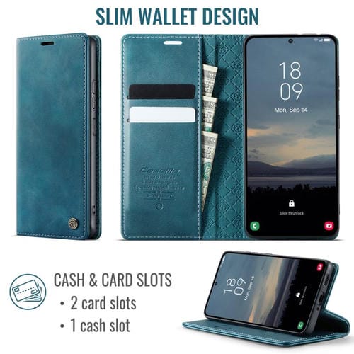 Funda para Samsung Galaxy A53 CaseMe 033 con forro de piel de becerro, microfibra y bloqueo RFID (verde)