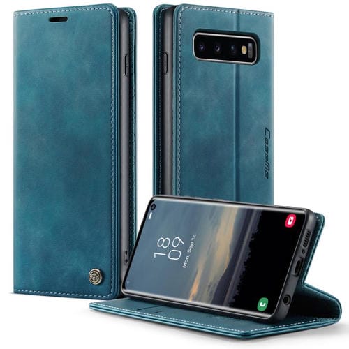 Funda CaseMe 033 para Samsung Galaxy S10+, forro de piel de becerro, microfibra y bloqueo RFID (verde)