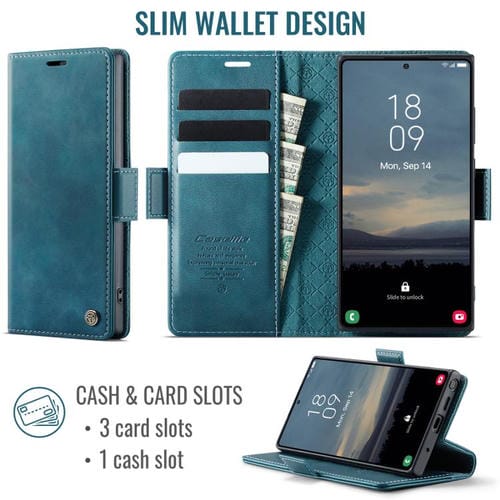 Funda CaseMe 033 para Samsung Galaxy Note10+, forro de piel de becerro, microfibra y bloqueo RFID (verde)