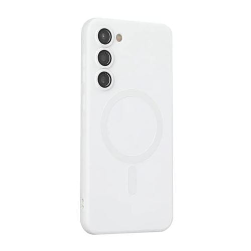 ENKAY - Funda de TPU mate MagSafe con película para lente para Samsung Galaxy S24+ 5G (blanca)