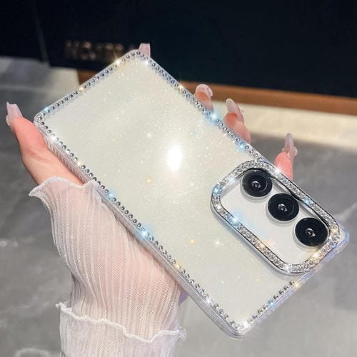 Funda de TPU con purpurina y diamantes de imitación para Samsung Galaxy A17 5G, anticaídas, transparente, con 4 esquinas