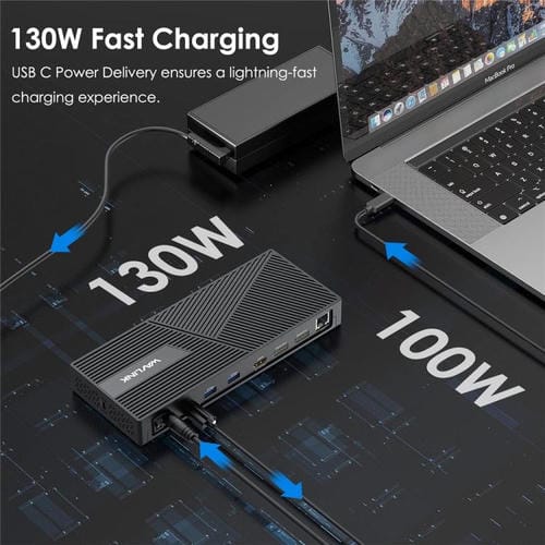 Estación de carga WAVLINK UG69PD24 DisplayLink 12 en 1 PD 100 W para Thunderbolt 4/3 (Enchufe australiano)