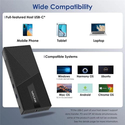 Estación de carga WAVLINK UG69PD24 12 en 1 PD 100 W para Thunderbolt 4/3 (Reino Unido)