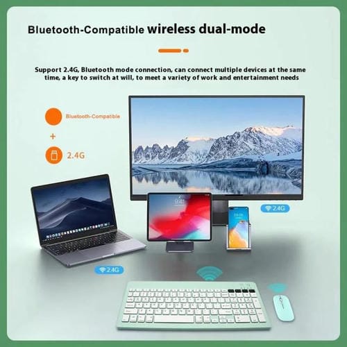 Teclado inalámbrico Bluetooth 2858+030 con ratón silencioso 800/1200/1600 DPI (Blanco)