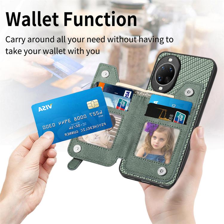 Funda tipo cartera con cremallera horizontal y tapa de fibra de carbono para Huawei nova 14 Pro (azul)