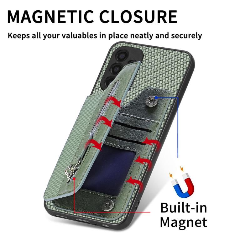 Funda tipo cartera con cremallera y tapa horizontal de fibra de carbono para Huawei nova 14 Ultra (azul)