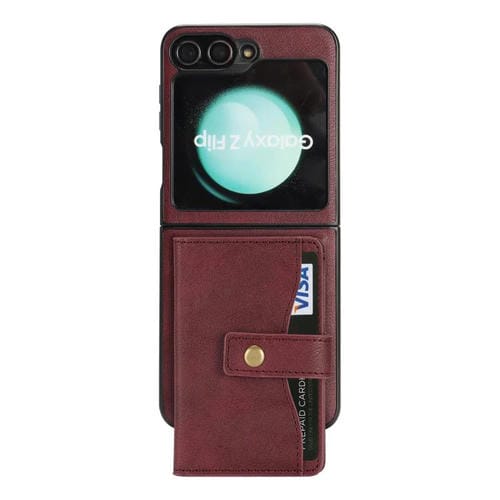 Funda de cuero con anillo MagSafe para Samsung Galaxy Z Flip6 (rojo)