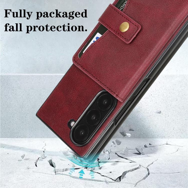 Funda de cuero con anillo MagSafe para Samsung Galaxy Z Fold6 (rojo)