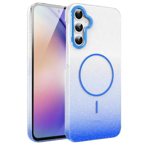 Funda MagSafe a prueba de golpes para Samsung Galaxy A54 5G con purpurina dorada y degradado (dorada)