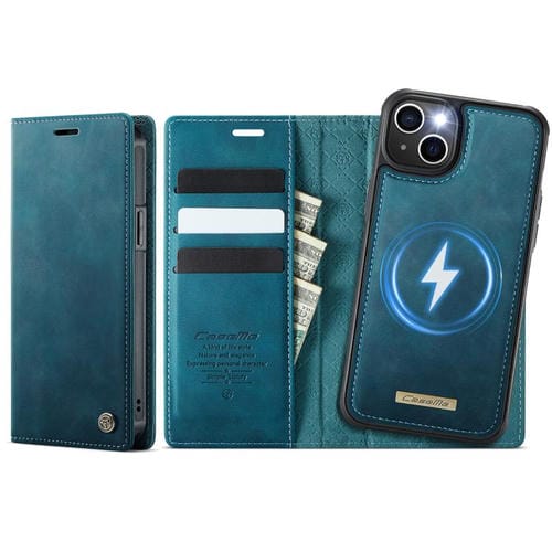 Funda de cuero desmontable CaseMe C49 con bloqueo RFID MagSafe para iPhone 13 (verde)