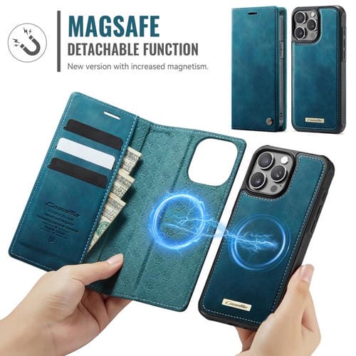 Funda de cuero desmontable CaseMe C49 para iPhone 13 Pro Max con bloqueo RFID MagSafe (verde)