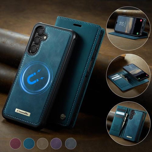 Funda de cuero desmontable con bloqueo RFID magnético CaseMe C49 para Samsung Galaxy A15 (verde)
