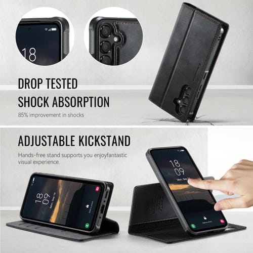 Funda de cuero desmontable con bloqueo RFID magnético para Samsung Galaxy A54 5G CaseMe C49 (negro)