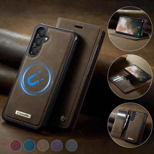 Funda de cuero desmontable con bloqueo RFID magnético para Samsung Galaxy A54 5G CaseMe C49 (café)