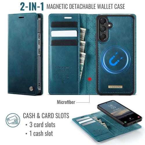 Funda de cuero desmontable con bloqueo RFID magnético para Samsung Galaxy A54 5G CaseMe C49 (verde)