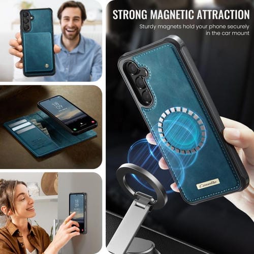 Funda de cuero desmontable con bloqueo RFID magnético para Samsung Galaxy A54 5G CaseMe C49 (verde)