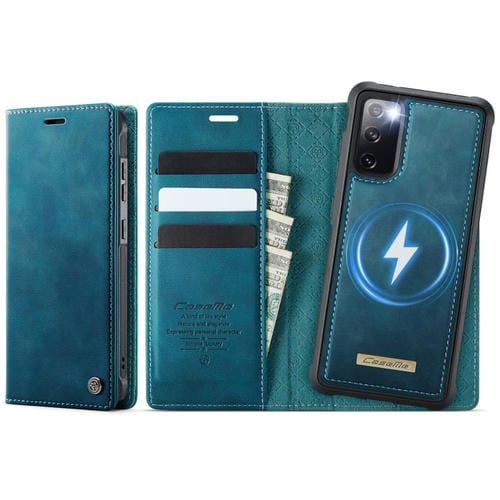 Funda de cuero desmontable CaseMe C49 con bloqueo RFID magnético para Samsung Galaxy S20 FE (verde)