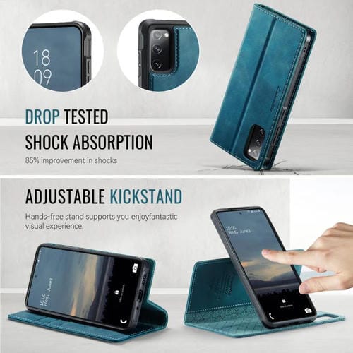 Funda de cuero desmontable CaseMe C49 con bloqueo RFID magnético para Samsung Galaxy S20 FE (verde)