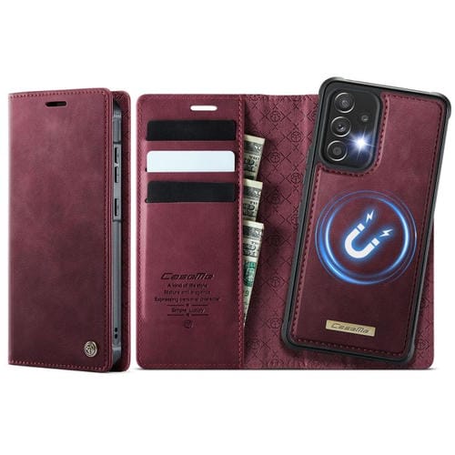 Funda de cuero desmontable con bloqueo RFID magnético para Samsung Galaxy A53 5G CaseMe C49 (roja)