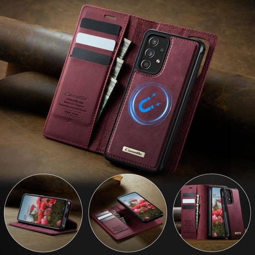 Funda de cuero desmontable con bloqueo RFID magnético para Samsung Galaxy A53 5G CaseMe C49 (roja)