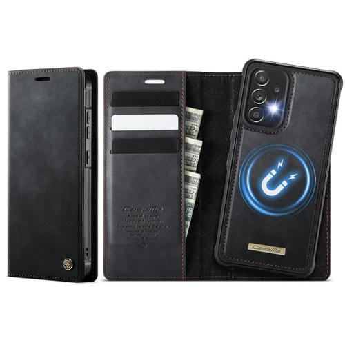 Funda de cuero desmontable con bloqueo RFID magnético para Samsung Galaxy A53 5G CaseMe C49 (negro)