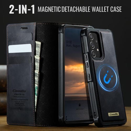 Funda de cuero desmontable con bloqueo RFID magnético para Samsung Galaxy A53 5G CaseMe C49 (negro)